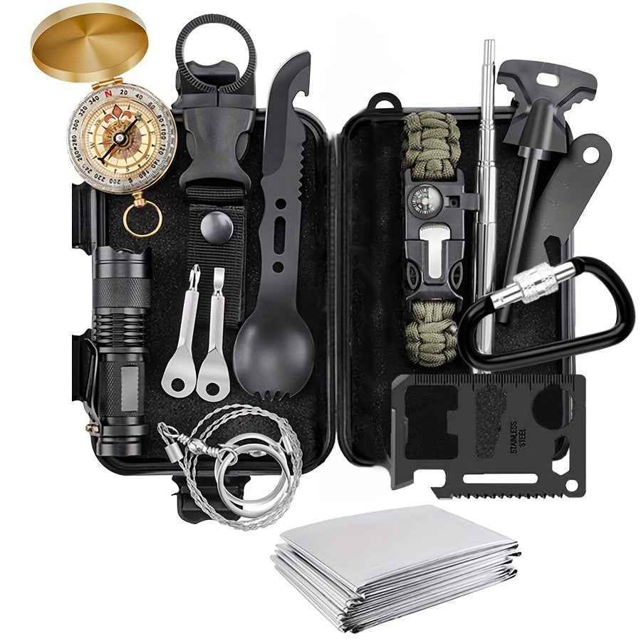 14-in-1 Camping Survival Kit with Magnesium Rod-0