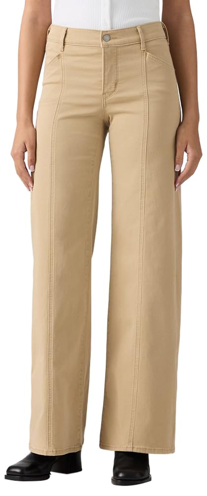 Waist-to-hem view of the wide-leg jeans highlighting the high-rise fit