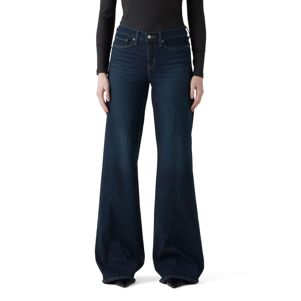 Side view of the 318 shaping wide-leg jeans highlighting the contoured waistband and relaxed leg silhouette