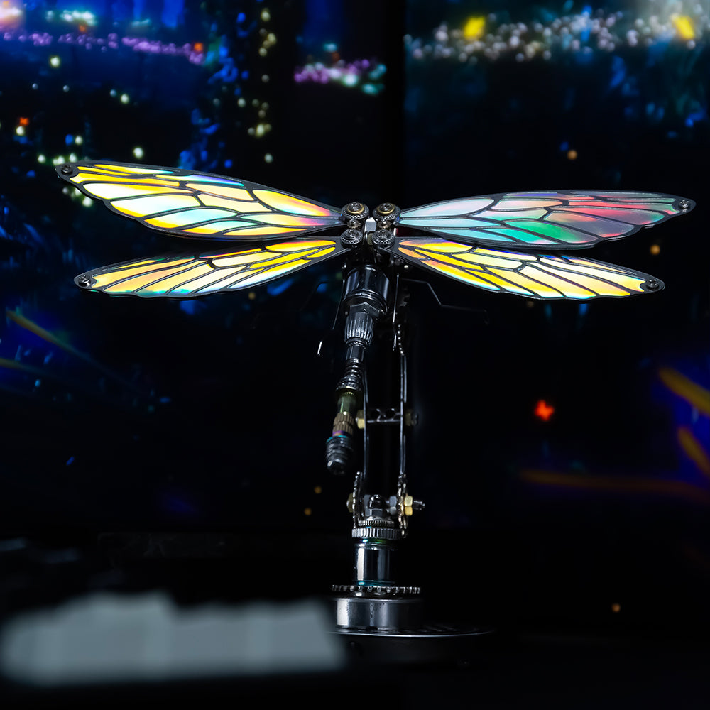 Dragonfly DIY assembly kit packaging and assembled dragonfly model