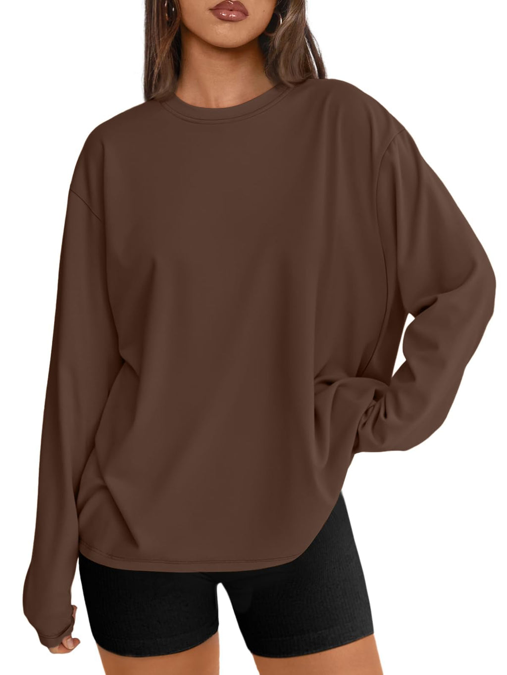 Trendy Queen Womens Oversized Long Sleeve Shirts Fall Tops 2026 Basic Tees Jansha Store