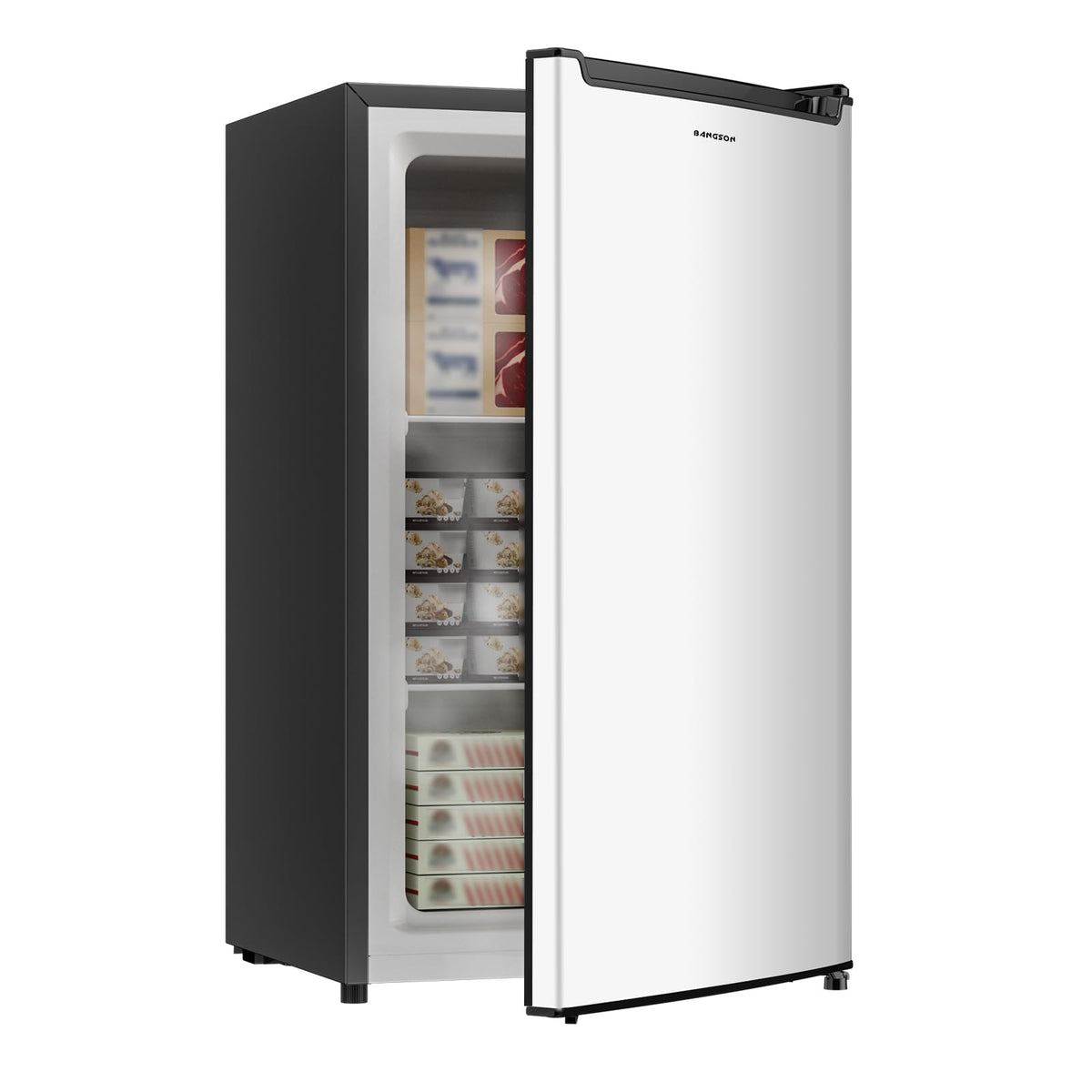 BANGSON 1.1 Cu.ft Upright Mini Freezer for Dorms Apartment, Silver Jansha Store