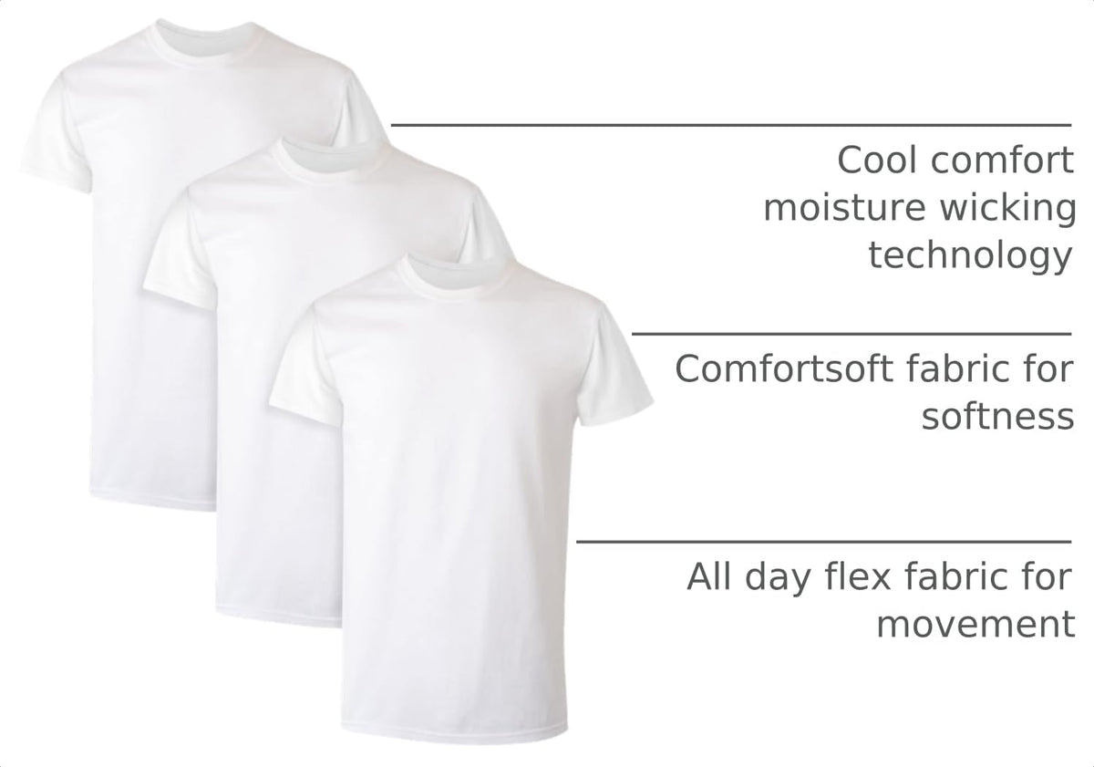 Hanes Men's Undershirt Packs, Stay-Tucked Soft Cotton Undershirts, Best Undershirts for Men, White/Black/Asstd Multipacks Jansha Store