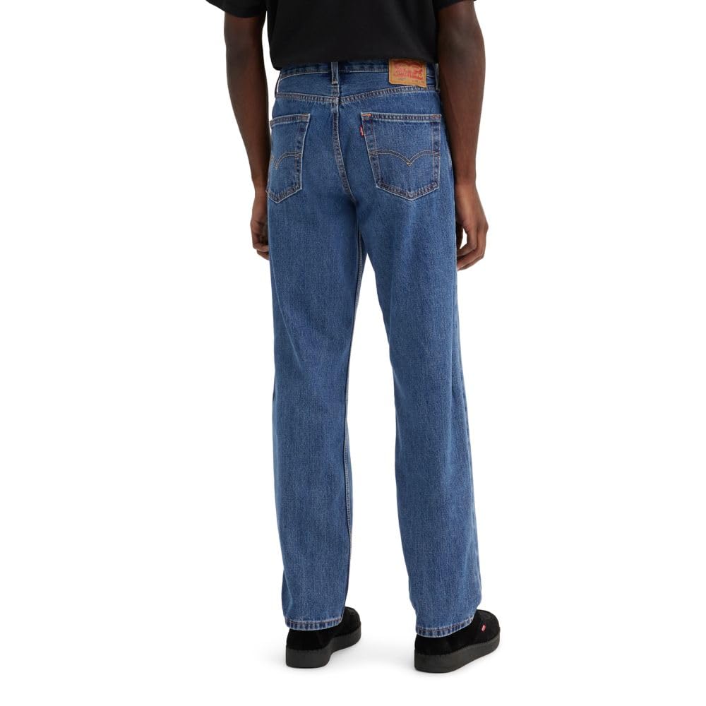 Men's 505 regular fit jeans in washed black, rear view showing the seat and pocket stitching