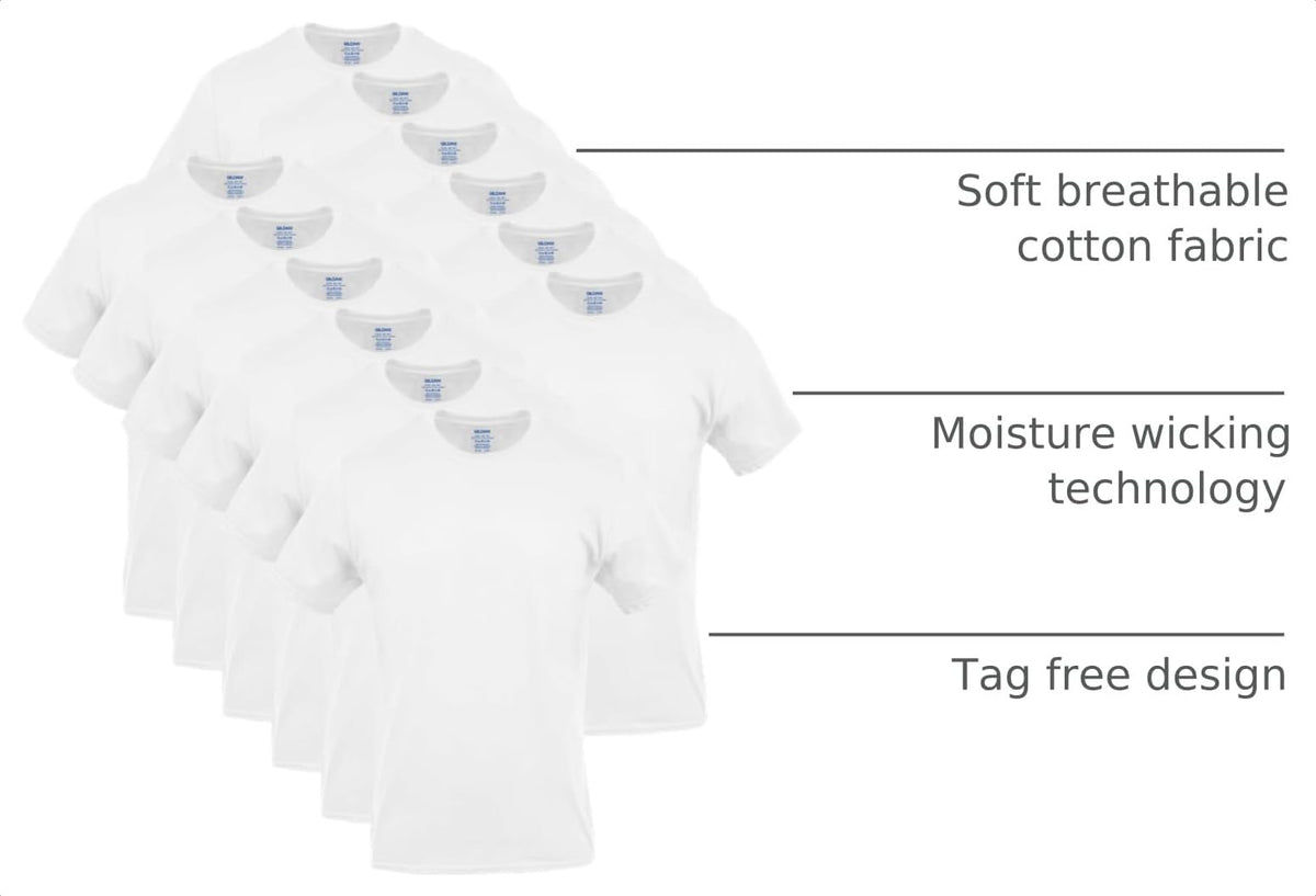 Men's crew T-shirt in a dark color, three-quarter angle view