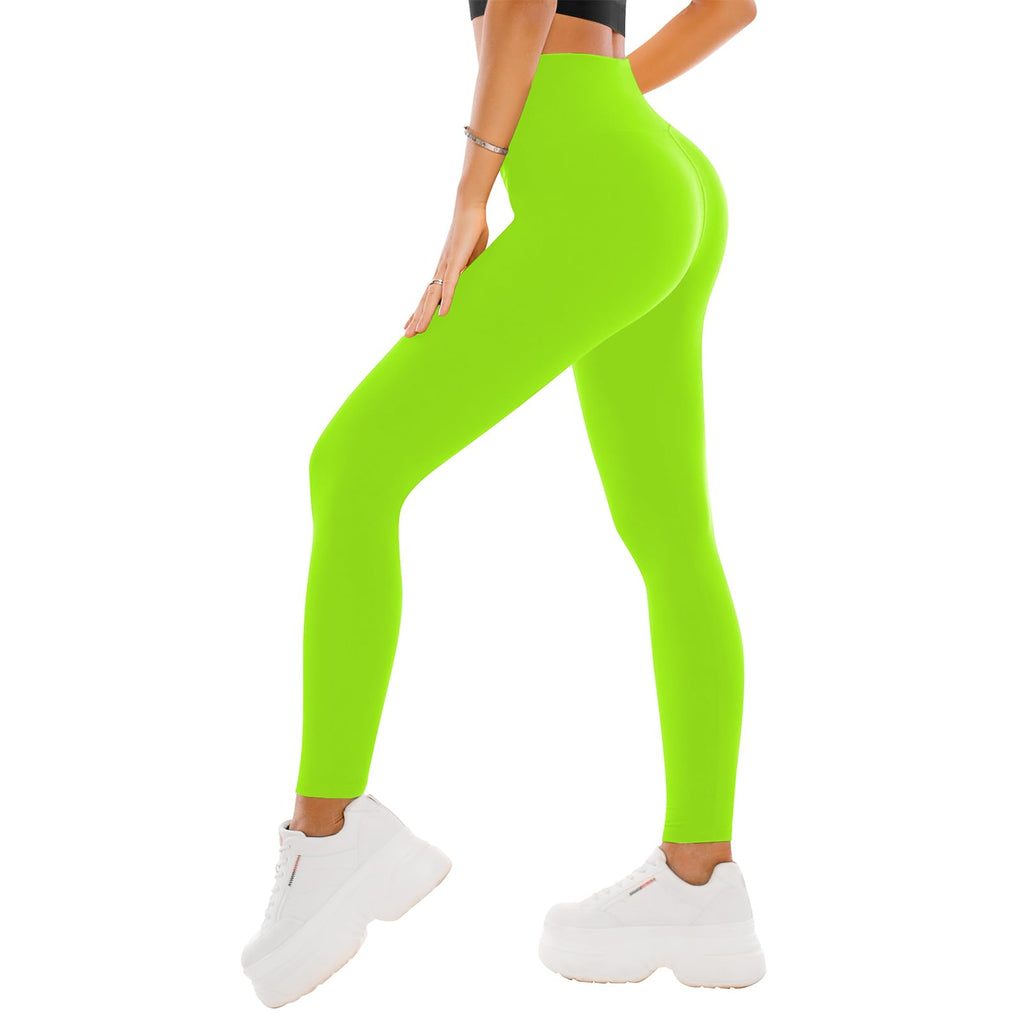 Detail of the soft stretch fabric on women's workout leggings, showing the matte finish