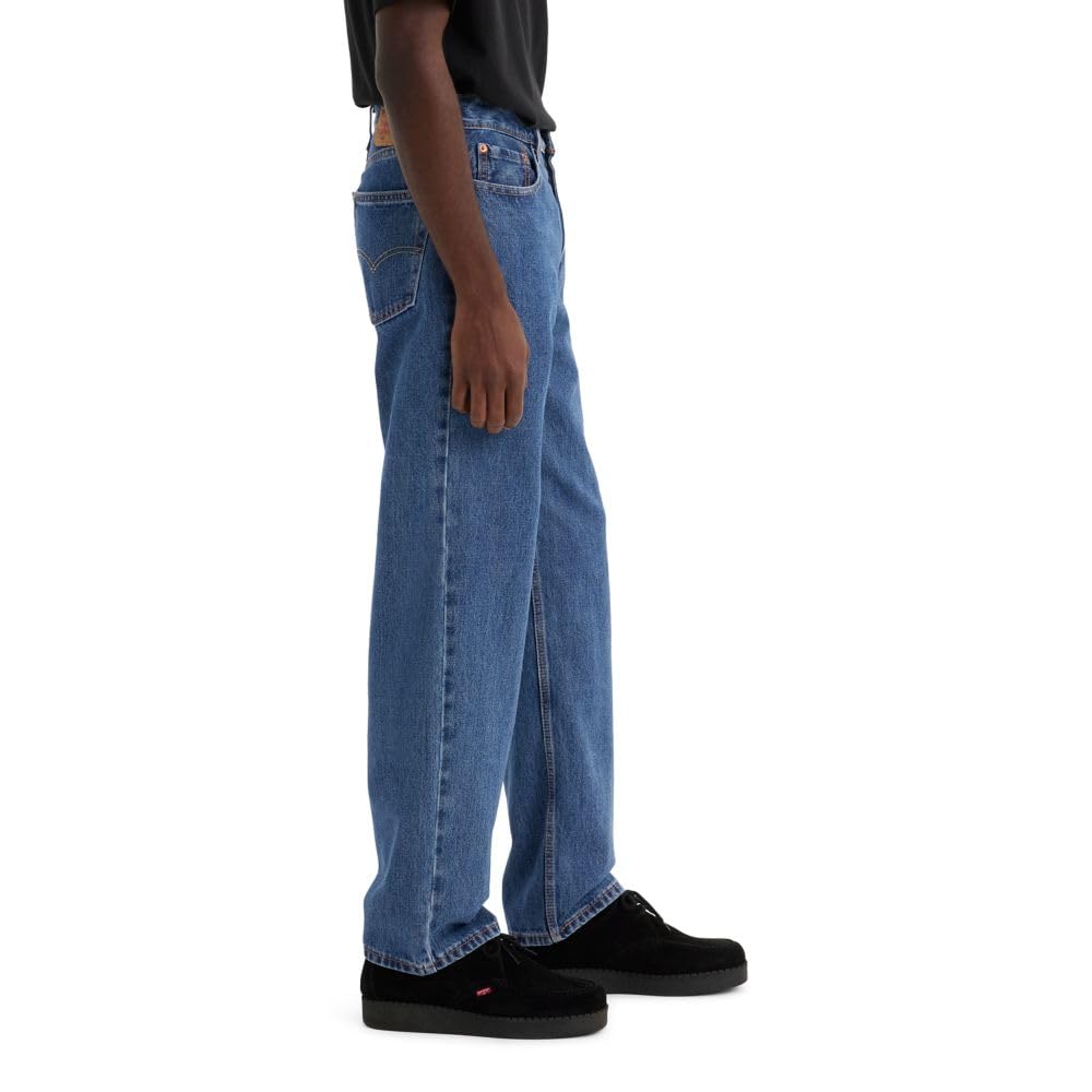 Men's 505 regular fit jeans in faded grey, folded pair showing the denim weave