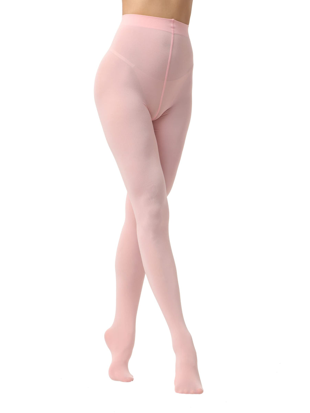 Black opaque tights rolled and displayed, showing soft fabric