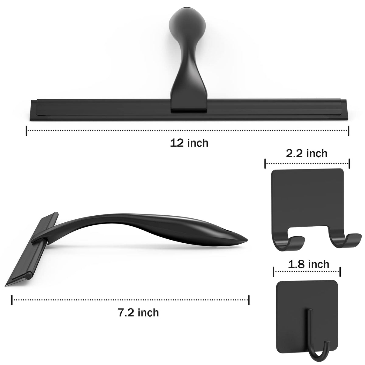 All-Purpose Stainless Steel Shower Squeegee for Shower Glass Door with 2 Adhesive Hooks, Bathroom Cleaner Tool Household Window Mirror Squeegee , Cleaning Tile Wall, Car, 10 Inch Silver Jansha Store