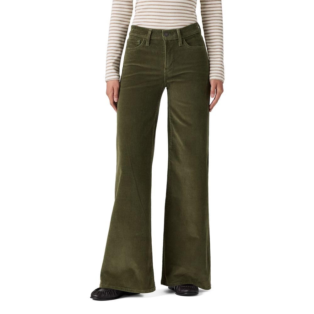 Back view of women's 318 shaping wide-leg jeans with rear pockets and wide flared hem