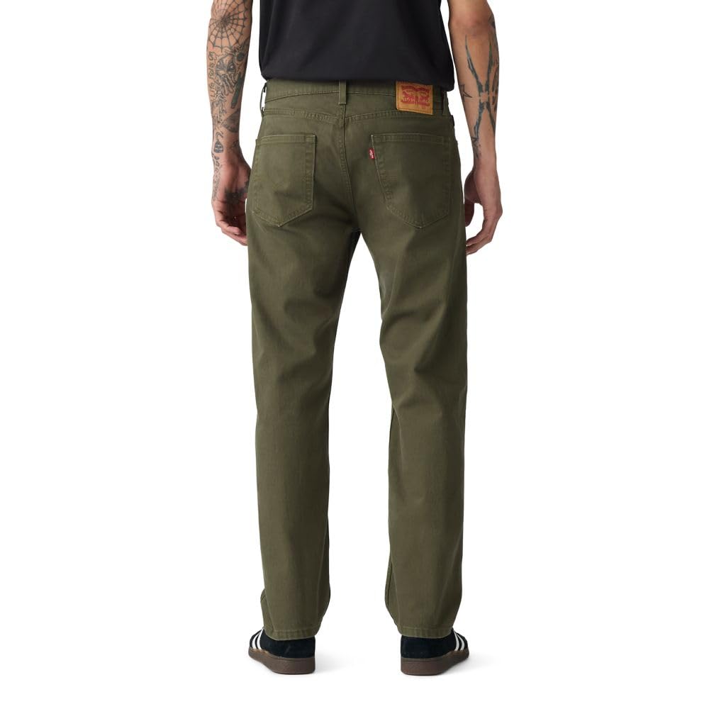 Men's 505 regular fit jeans, back view with rear pockets and straight leg cut