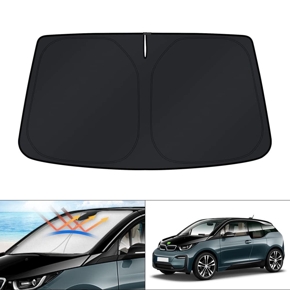 KUST Windshield Sun Shade for 2017-2026 Tesla Model Y/Model 3 Sunshade Accessories (Fit 2025-2026 Model Y Juniper / 2024 Model 3 Highland) Upgraded Foldable Sunshade, Blocks UV Rays Keep Car Cool Jansha Store