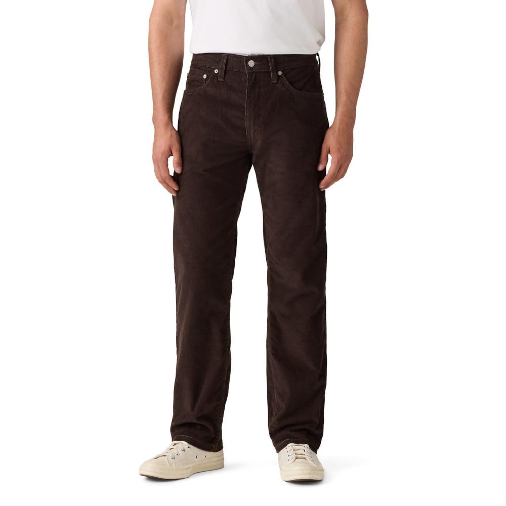 Men's 505 regular fit jeans worn with the hem and shoe area in view