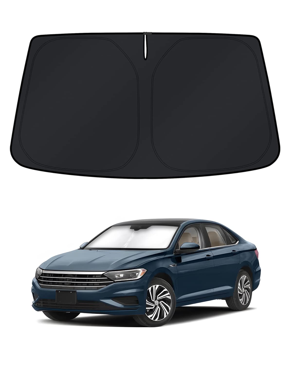 KUST Windshield Sun Shade for 2017-2026 Tesla Model Y/Model 3 Sunshade Accessories (Fit 2025-2026 Model Y Juniper / 2024 Model 3 Highland) Upgraded Foldable Sunshade, Blocks UV Rays Keep Car Cool Jansha Store