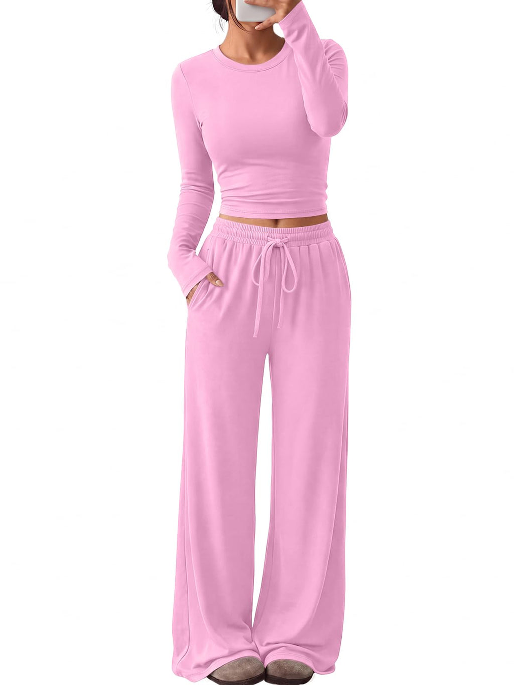 Lounge set top shown on a hanger, full front view