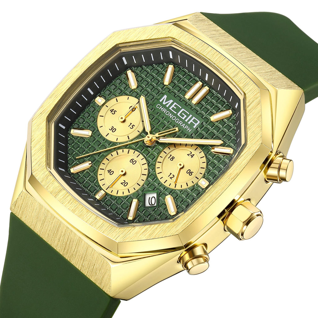 MEGIR Fashion Sport Military Watches for Men Luxury Quartz Wristwatch Silicone Strap Waterproof Date Clock 24-hour Reloj Hombre 2215-12