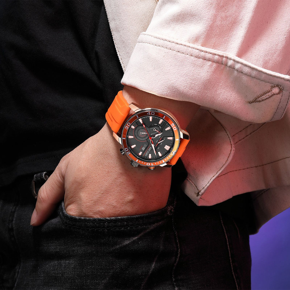 MEGIR Luxury Military Watches for Men Fashion Sport Quartz Wristwatch Waterproof Silicone Band Male Clock Chronograph with Date 2224-3