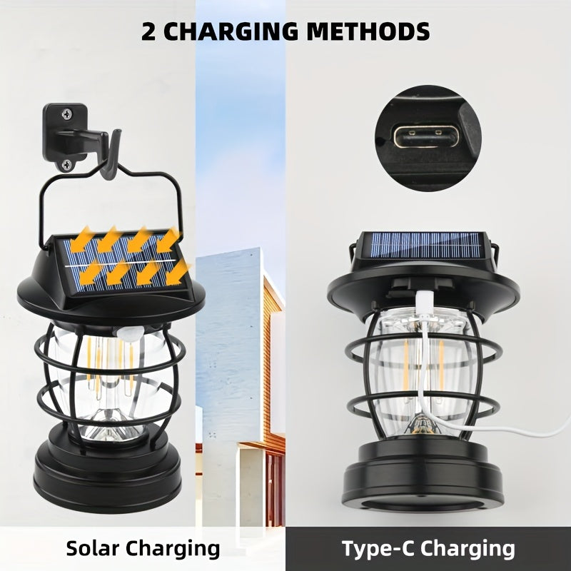Black Solar Powered LED Camping Light-3