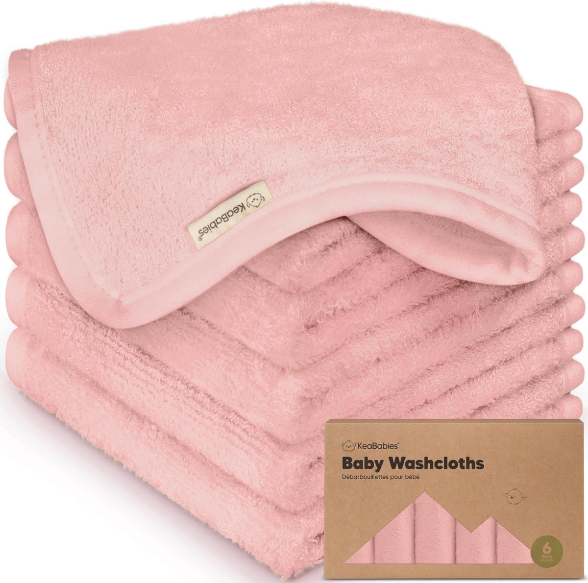6-Pack Baby Washcloths, Soft Absorbent Washcloths for Face, Body (Rosy) - Jansha Store