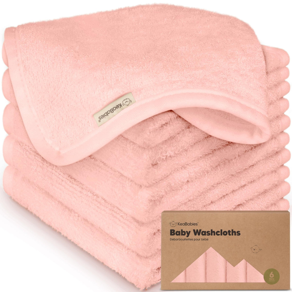 6-Pack Baby Washcloths, Soft Absorbent Washcloths for Face, Body (Rosy) - Jansha Store