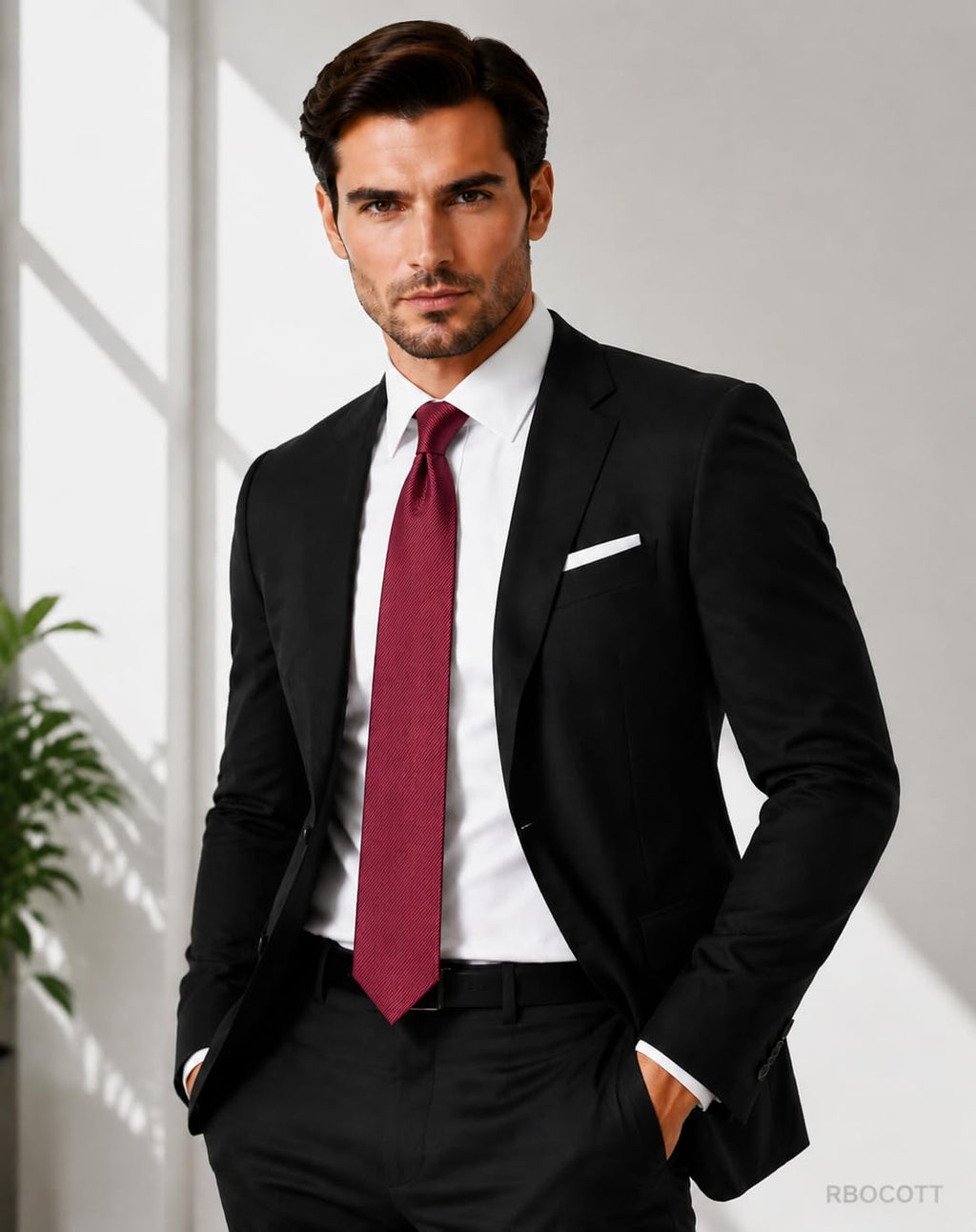 RBOCOTT Solid Color Tie Formal Necktie for Men Jansha Store