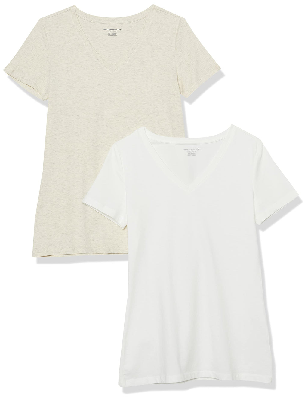 Amazon Essentials Women's Regular-Fit Short-Sleeve T-Shirt (V-Neck or Crewneck), Cotton Modal Blend, Pack of 2 Jansha Store