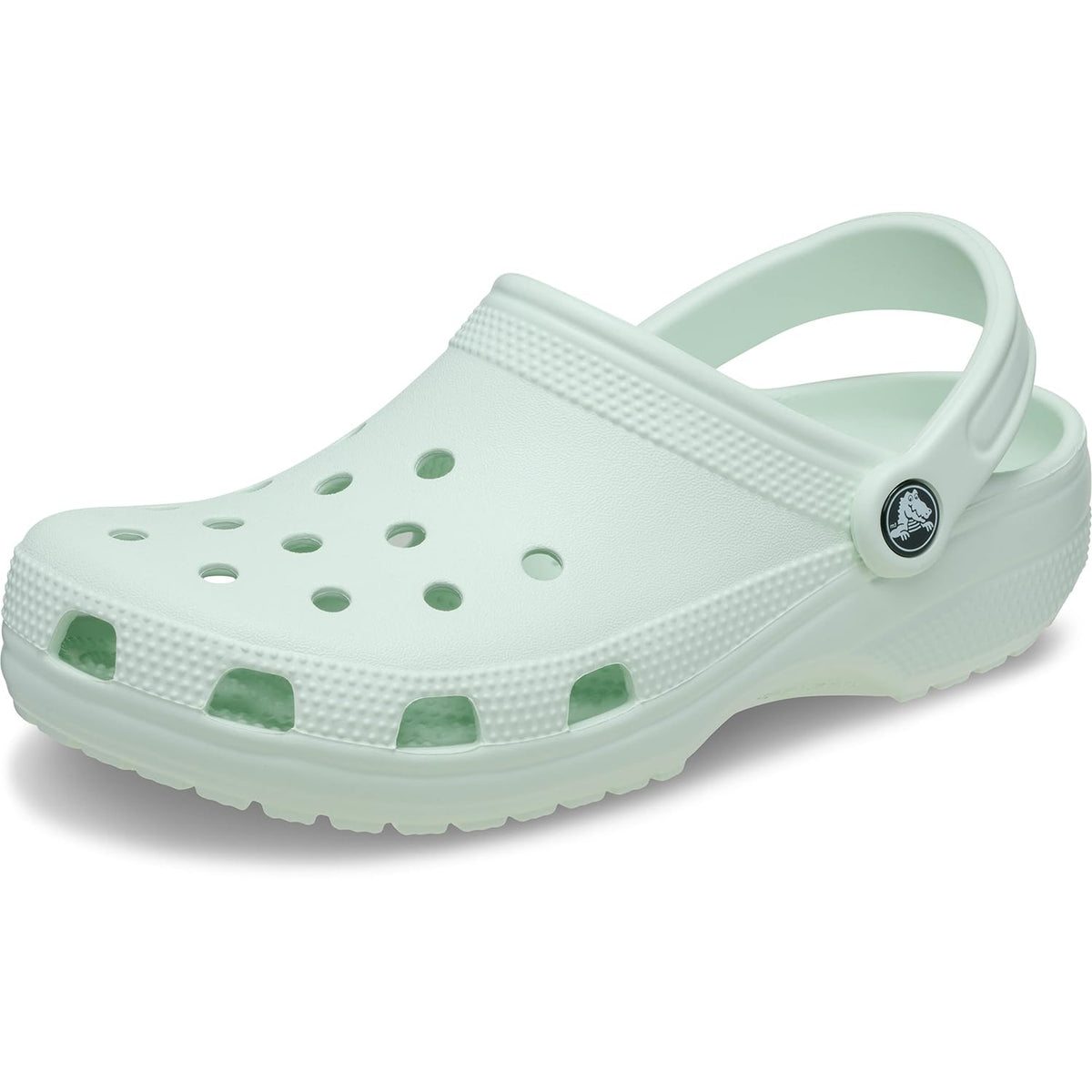 Classic clog photographed at a three-quarter angle with the heel strap folded forward