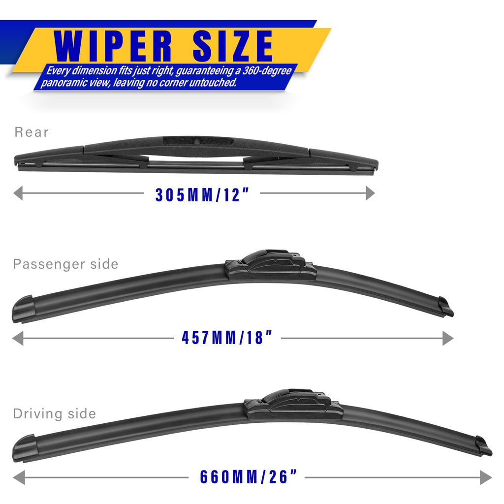 3 Wipers Fits Subaru Forester 2012-2018 Outback 2015-2019 Wiper Blades Jansha Store