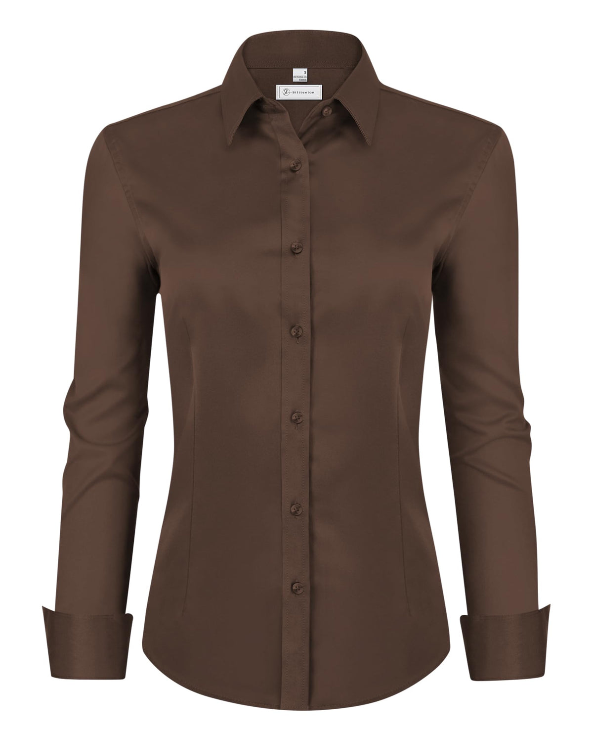 siliteelon Womens Classic-Fit Dress Shirts Long Sleeve Button Down Wrinkle-Free Stretch Solid Casual Work Office Blouse Top Jansha Store