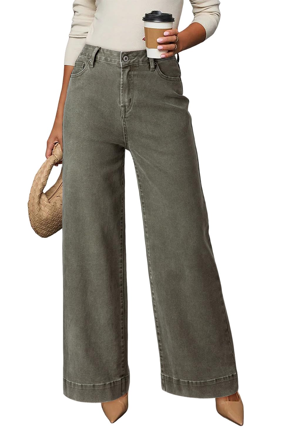 Dokotoo Women's Casual High Waisted Jeans Stretch Wide Leg Loose Denim Pant Jansha Store