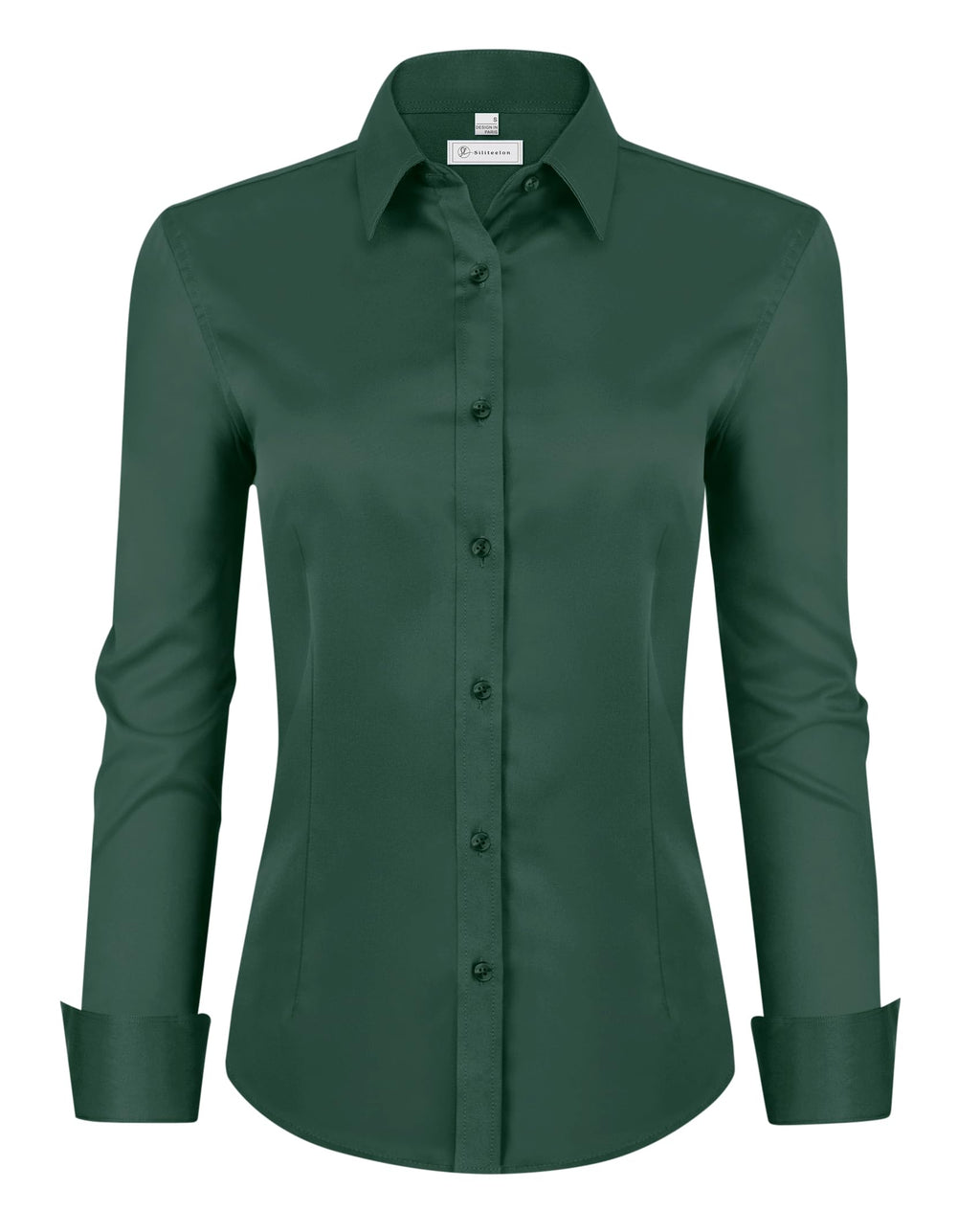 siliteelon Womens Classic-Fit Dress Shirts Long Sleeve Button Down Wrinkle-Free Stretch Solid Casual Work Office Blouse Top Jansha Store