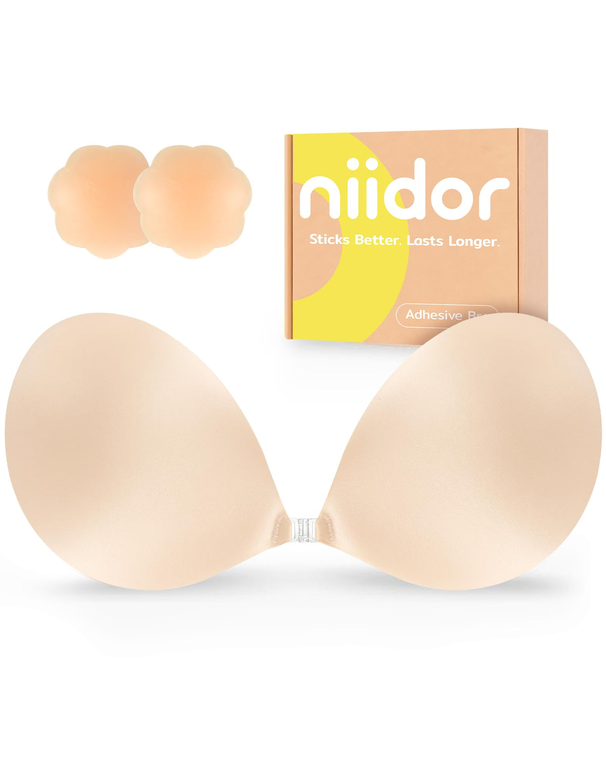 Niidor Adhesive Bra Strapless Ultra Sticky Invisible Push up Silicone Bra Multiple Colors Sizes Reusable for Backless Dress Jansha Store