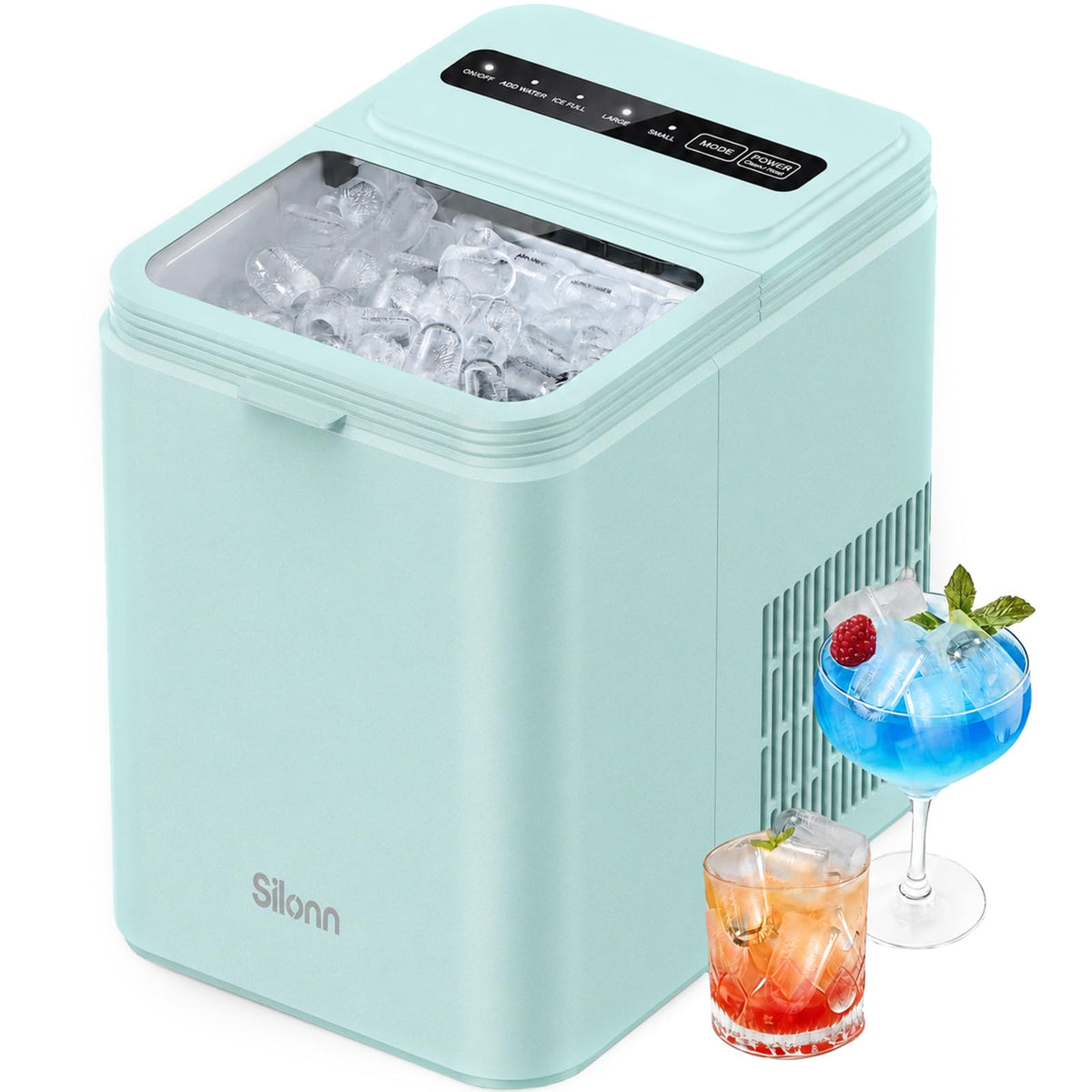 Silonn Countertop Ice Maker, Ice Makers Countertop with 2.5L Expandable Ice Basket & 1.8L Water Tank, 26Lbs/24H, 9 Bullet Ice in 6 Mins, Self-Cleaning, 2 Ice Sizes for Home Kitchen Jansha Store