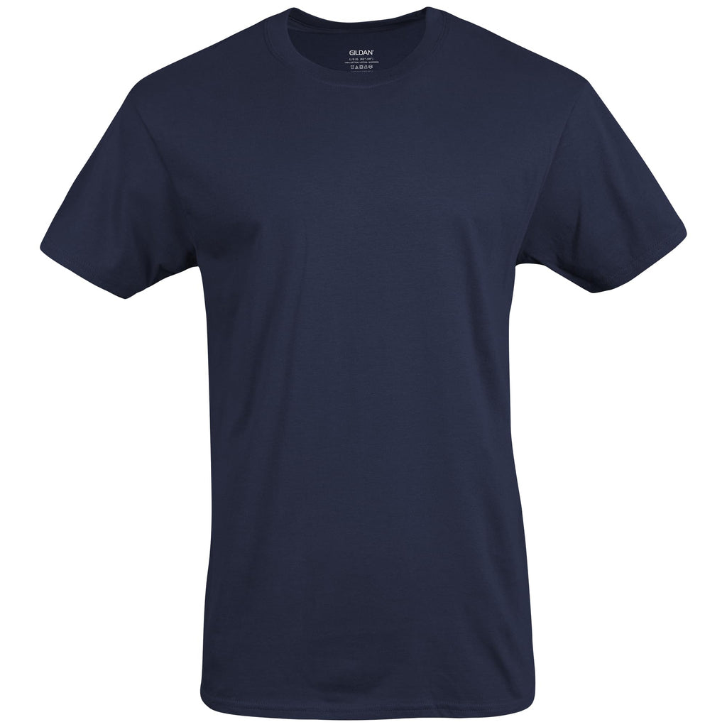 Men's crew T-shirts folded and stacked by color