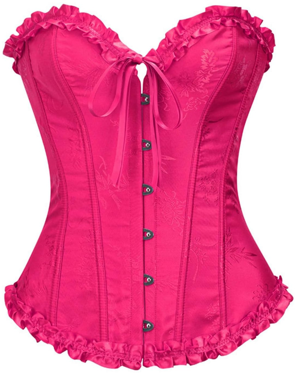 Overbust corset top shown at an angle to display its shape and structure