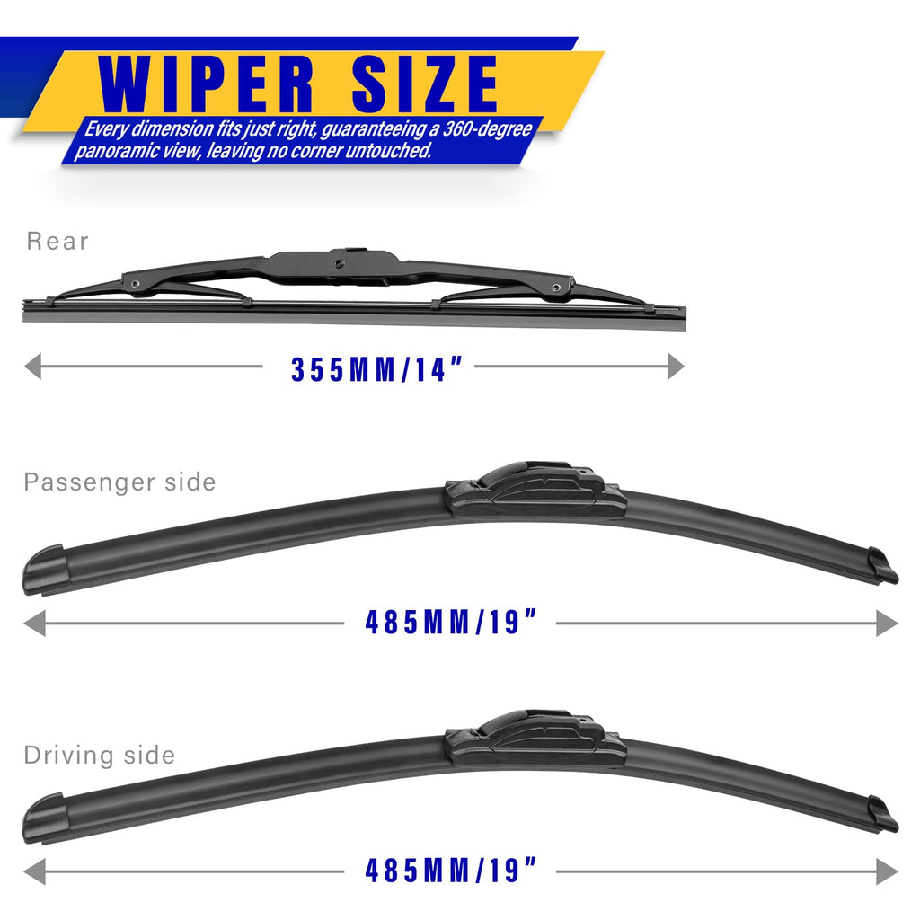 3 Wipers Fits Subaru Forester 2012-2018 Outback 2015-2019 Wiper Blades Jansha Store