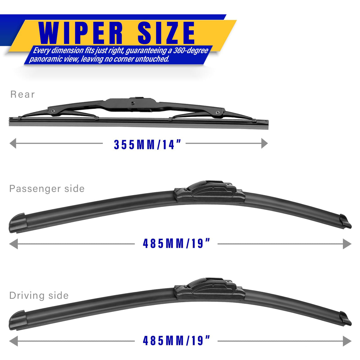 3 Wipers Fits Subaru Forester 2012-2018 Outback 2015-2019 Wiper Blades Jansha Store