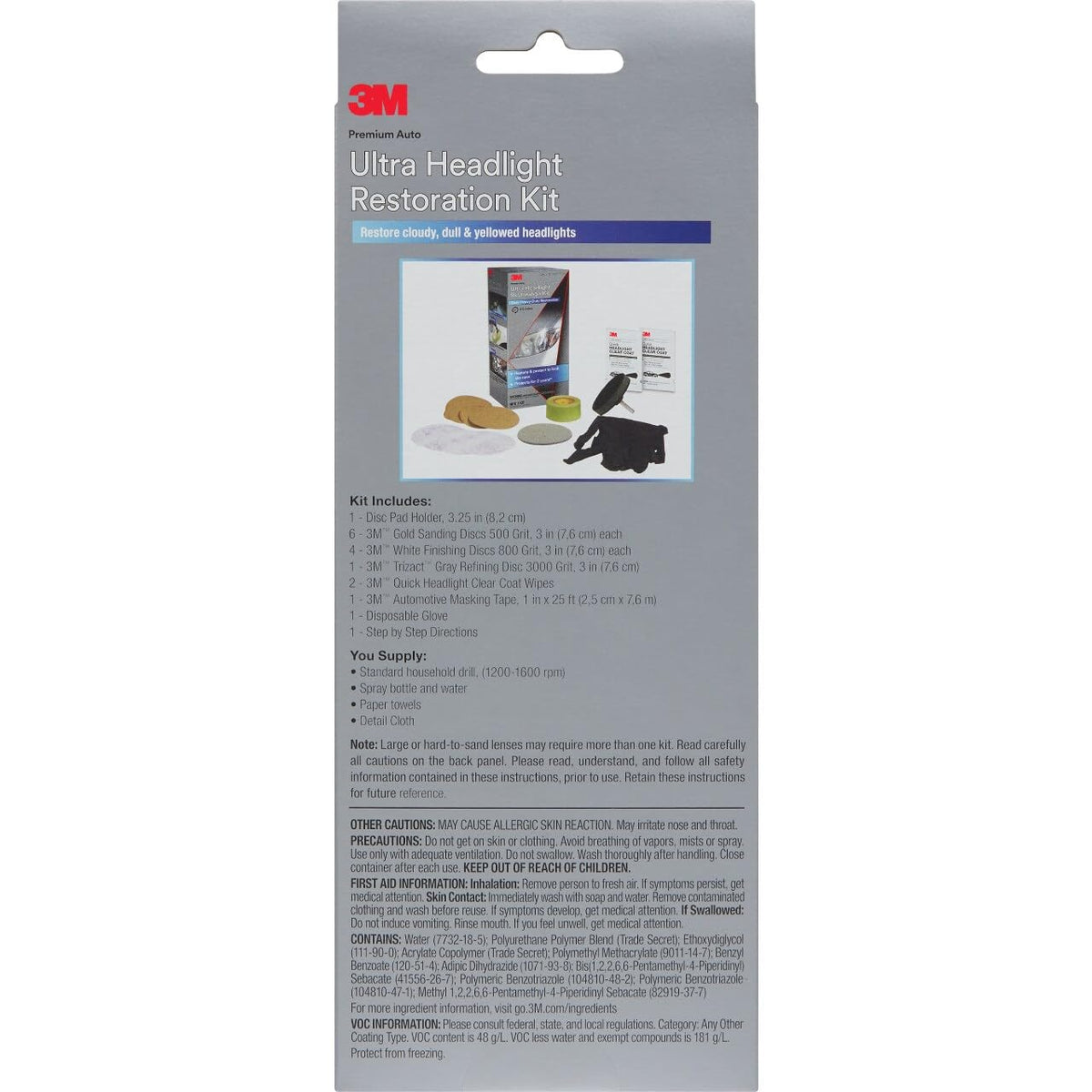 3M Ultra Headlight Restoration Kit, Contains Masking Tape, Light Sanding Discs, Wax Protectant and More, Use on Plastic Lenses Headlights, Taillights and More, Easy Heavy-Duty Restoration (39195) Jansha Store