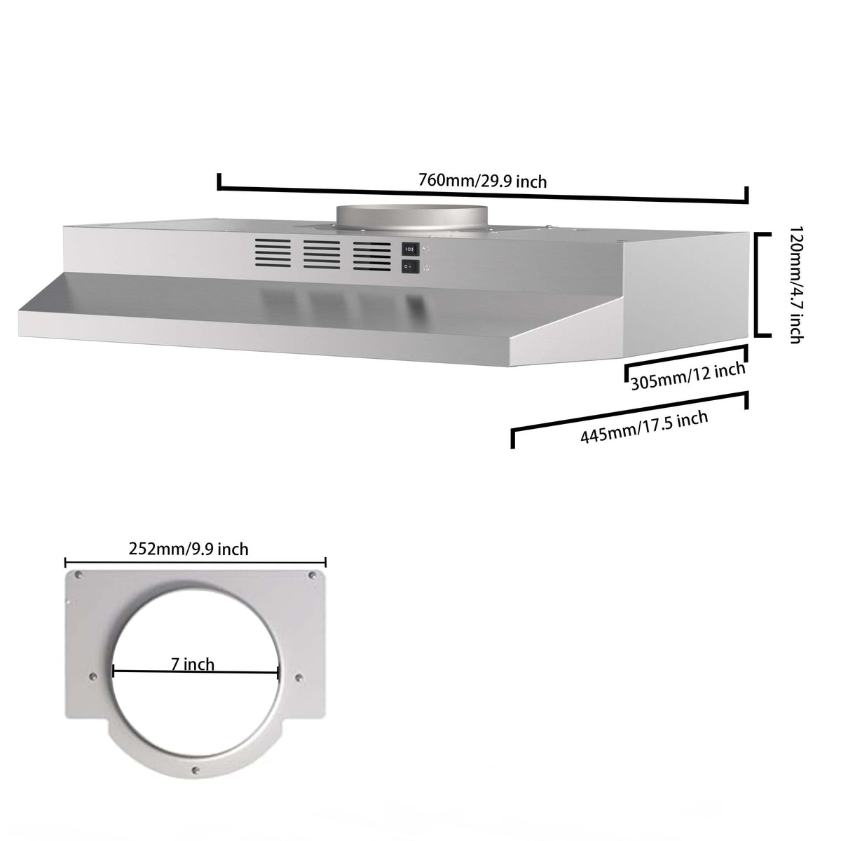 SNDOAS Range Hood 30 inch Under Cabinet, Ducted/Ductless Convertible Kitchen Hood, Stainless Steel Vent Hood with LED Light,Under Cabinet Hood with 2 Speed Exhaust Fan,Black Jansha Store