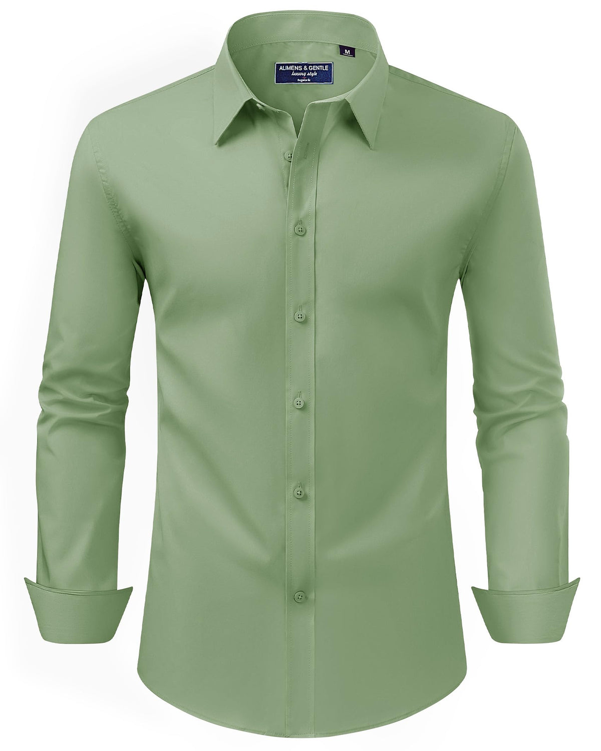 Alimens & Gentle Men's Dress Shirt Regular Fit Stretch Stain Shield Long Sleeve Solid Business Wedding Button Down Shirts Jansha Store