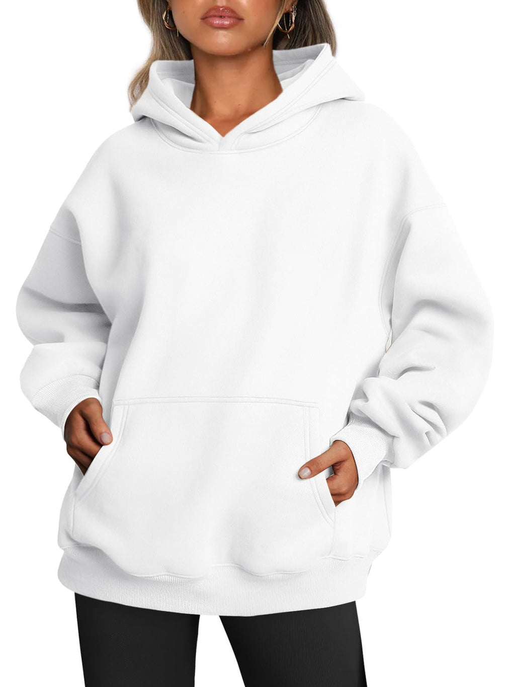 Fabric close-up showing soft brushed texture of the women's oversized sweatshirt