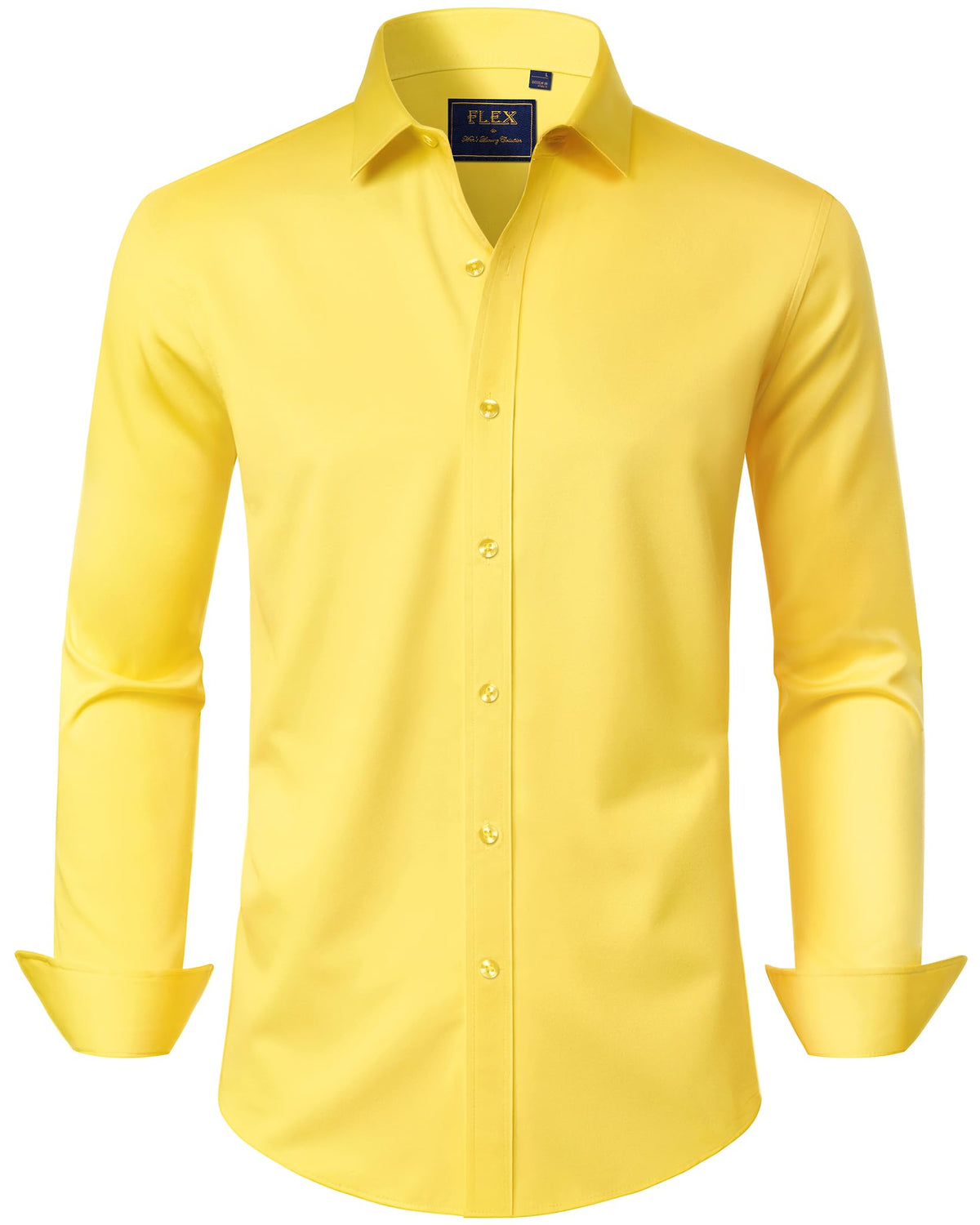 Men's business casual button-down shirt shown from the side with long sleeves and tailored fit