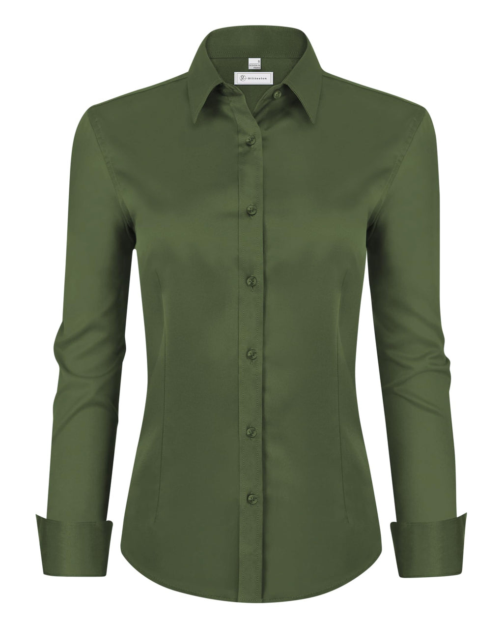 siliteelon Womens Classic-Fit Dress Shirts Long Sleeve Button Down Wrinkle-Free Stretch Solid Casual Work Office Blouse Top Jansha Store
