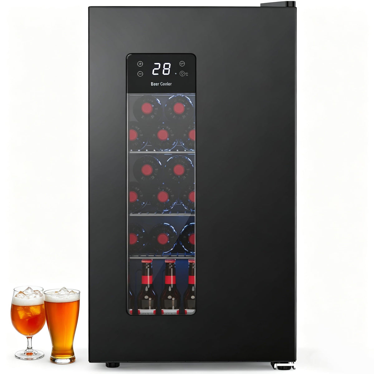 Electactic Wine Cooler 37 Bottle Freestanding Fridge with Stainless Steel Reversible Glass Door, 145 Can Beverage Refrigerator Quiet Compressor for Home Kitchen Bar, 4.5 Cu.ft Silver Jansha Store