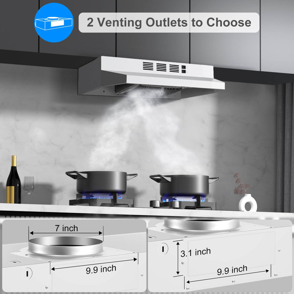 SNDOAS Range Hood 30 inch Under Cabinet, Ducted/Ductless Convertible Kitchen Hood, Stainless Steel Vent Hood with LED Light,Under Cabinet Hood with 2 Speed Exhaust Fan,Black Jansha Store