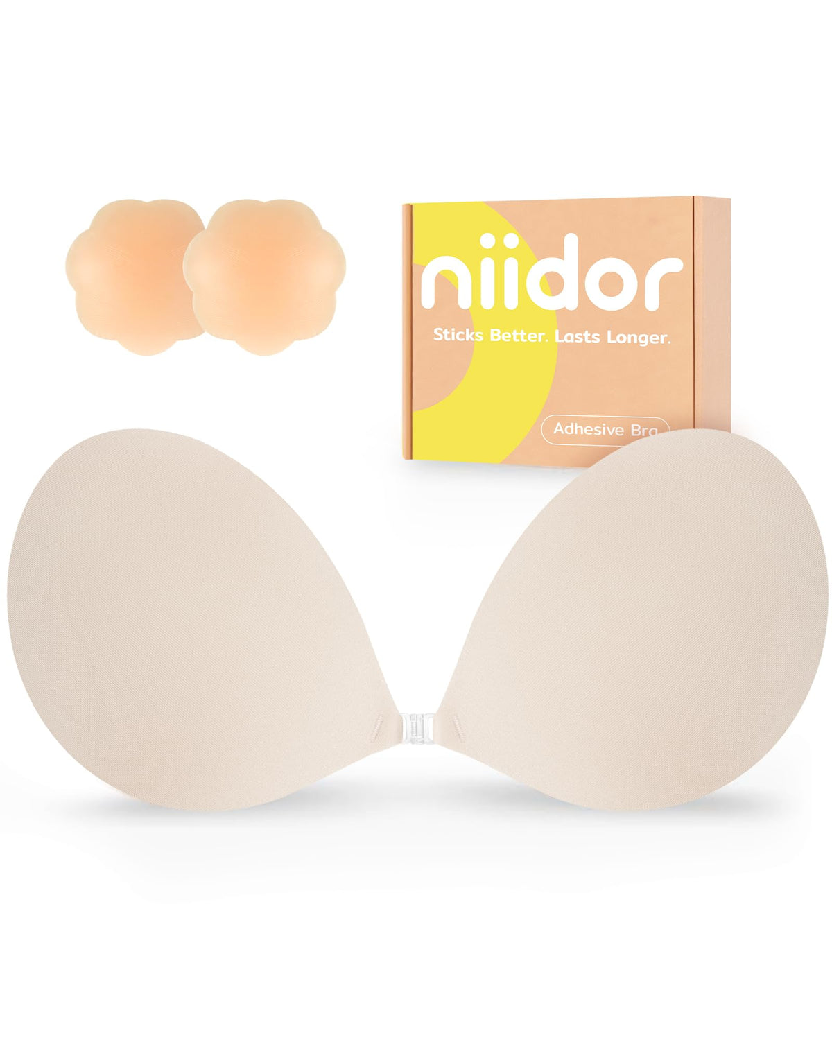 Niidor Adhesive Bra Strapless Ultra Sticky Invisible Push up Silicone Bra Multiple Colors Sizes Reusable for Backless Dress Jansha Store