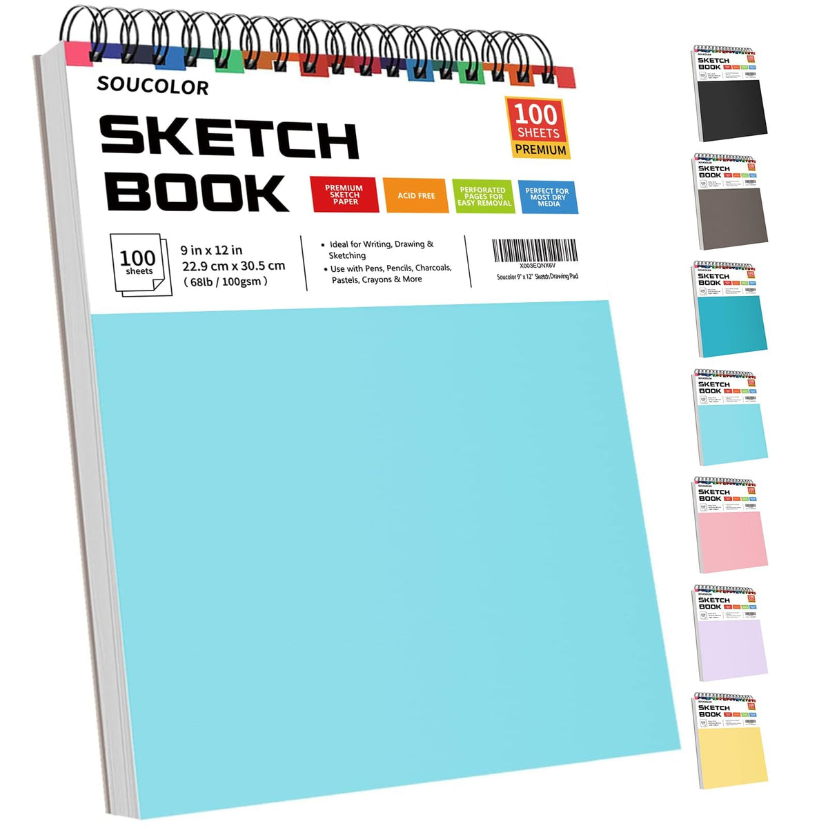 Soucolor Sketch Book 9" x 12", 100 Sheets Kids Art Sketchbook Drawing Pad Jansha Store