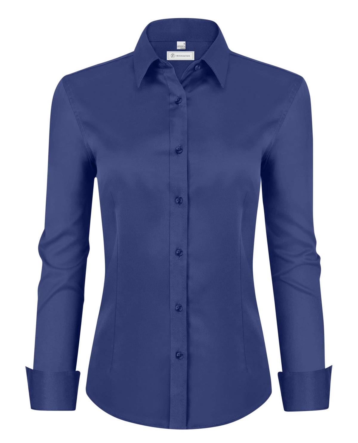 siliteelon Womens Classic-Fit Dress Shirts Long Sleeve Button Down Wrinkle-Free Stretch Solid Casual Work Office Blouse Top Jansha Store