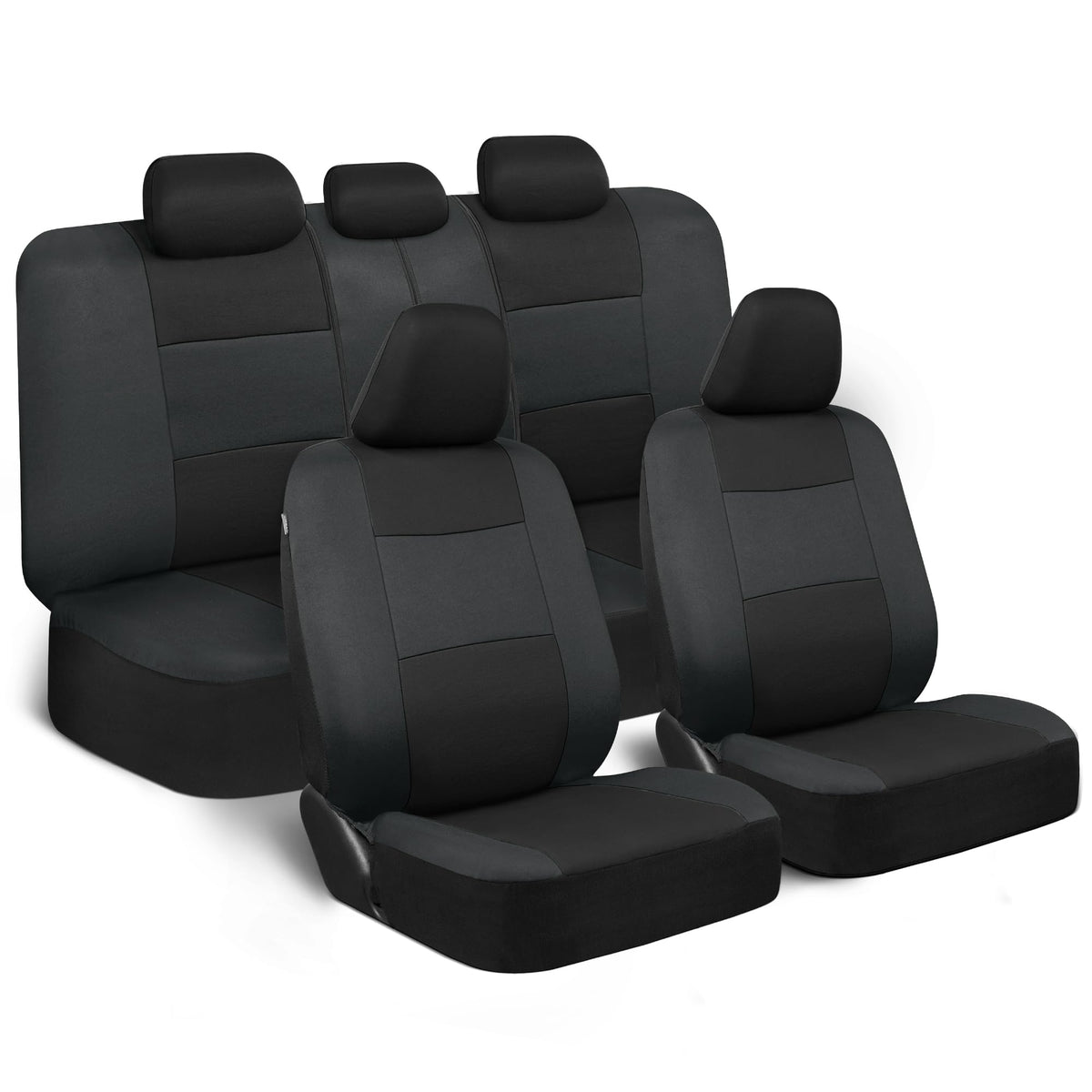 BDK PolyPro Car Seat Covers Full Set in Solid Black, Front and Rear Split Bench Seat Covers for Cars, Easy to Install Car Seats Cover Set and Accessories for Auto Trucks Van SUV - Solid Black Jansha Store