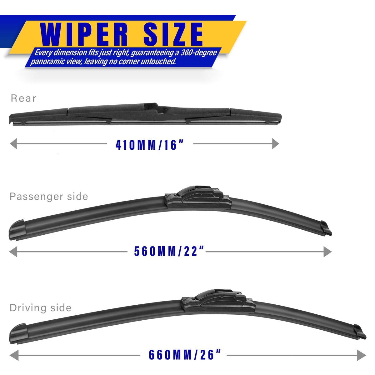 3 Wipers Fits Subaru Forester 2012-2018 Outback 2015-2019 Wiper Blades Jansha Store